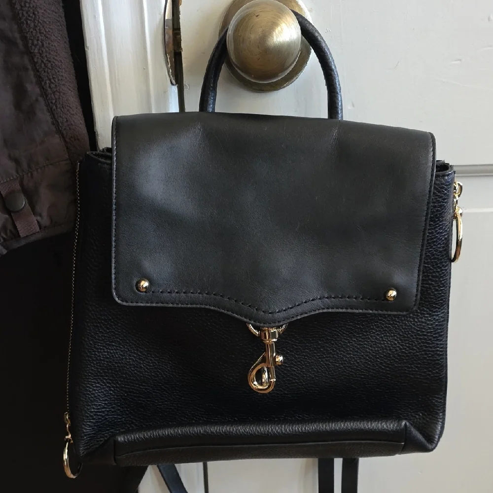 NWOT Rebecca Minkoff Jody Convertible Black Leather Backpack - Picture 1 of 13